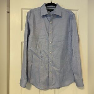 Banana Republic Blue Geometric Print Non-Iron Slim Fit Dress Shirt